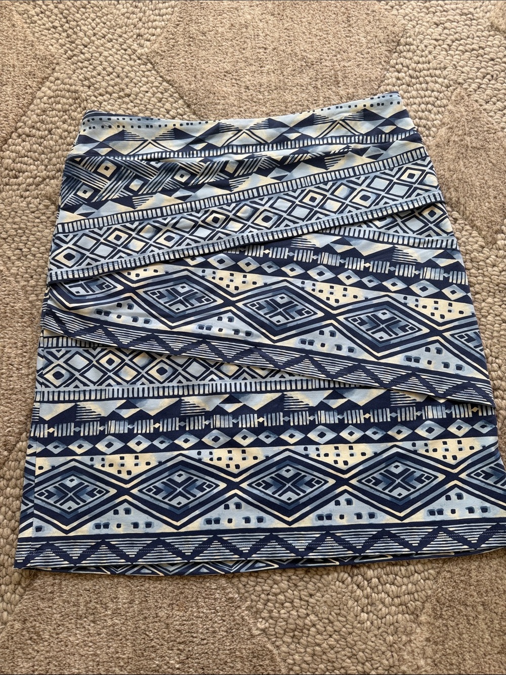 J. McLaughlin Navy and Light Blue Geometric Mini Skirt Size M